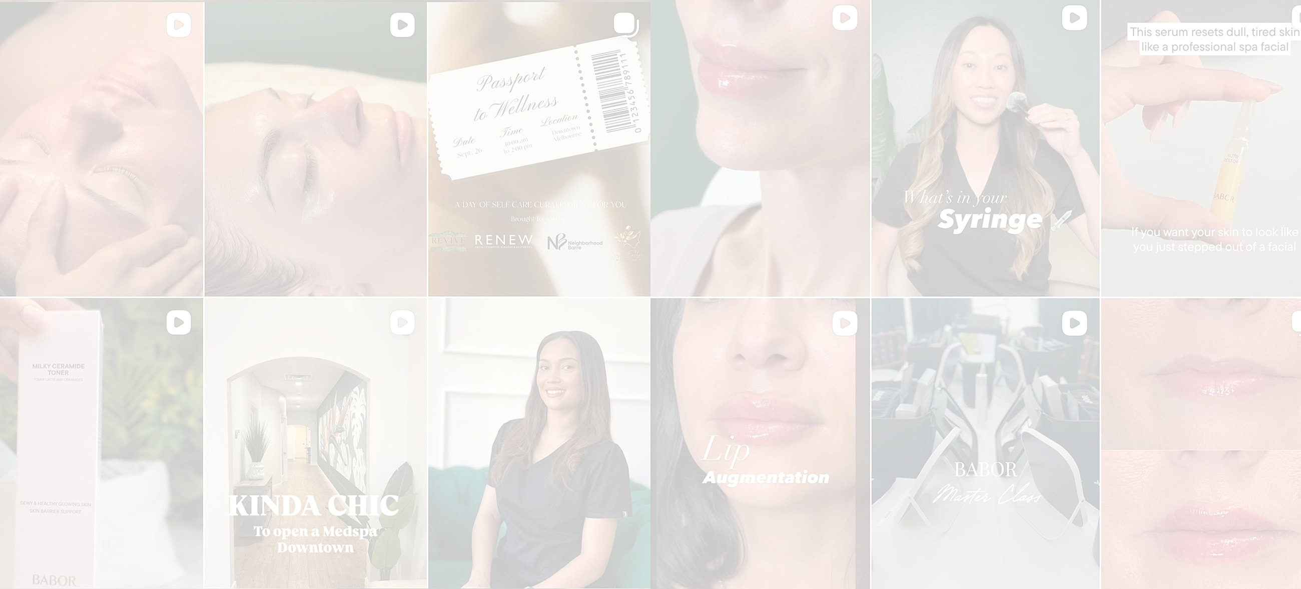 Skin care and wellness promotional content collage.